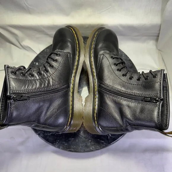 DR. MARTENS JUNIOR 1460 SOFTY T BLACK LEATHER LACE UP BOOTS SIZE 3 US