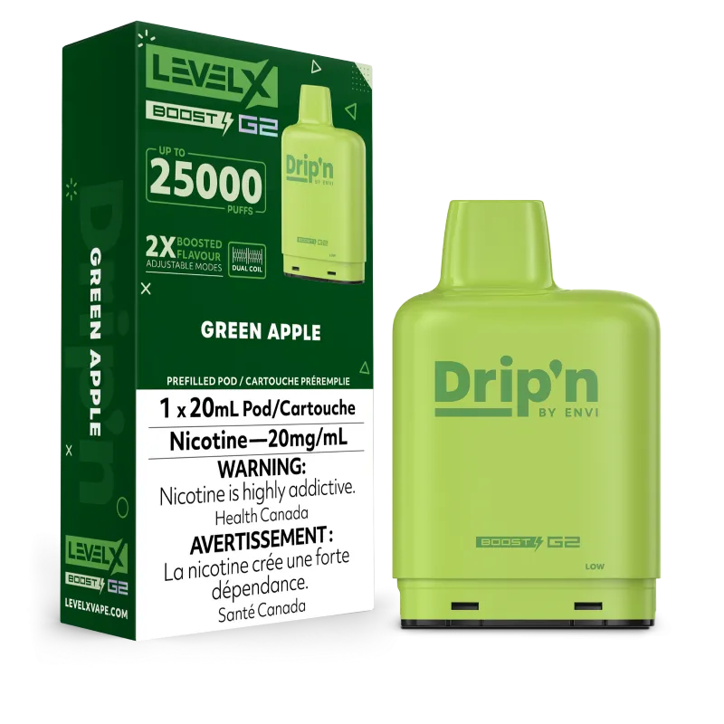 Dripn LEVEL X BOOST G2 Pods 20mL - GREEN APPLE