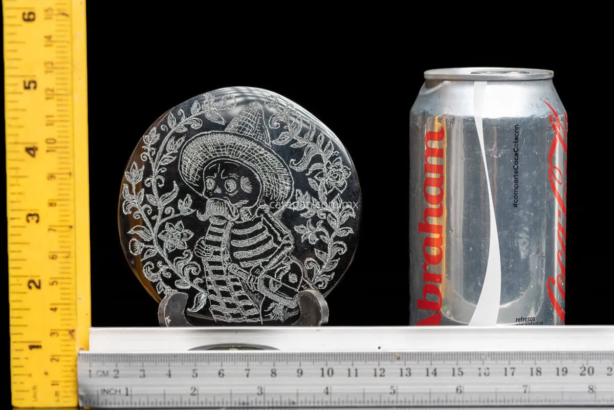 Engraved Obsidian with Day of the dead Theme