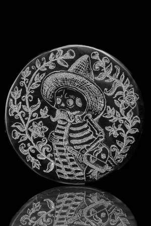 Engraved Obsidian with Day of the dead Theme