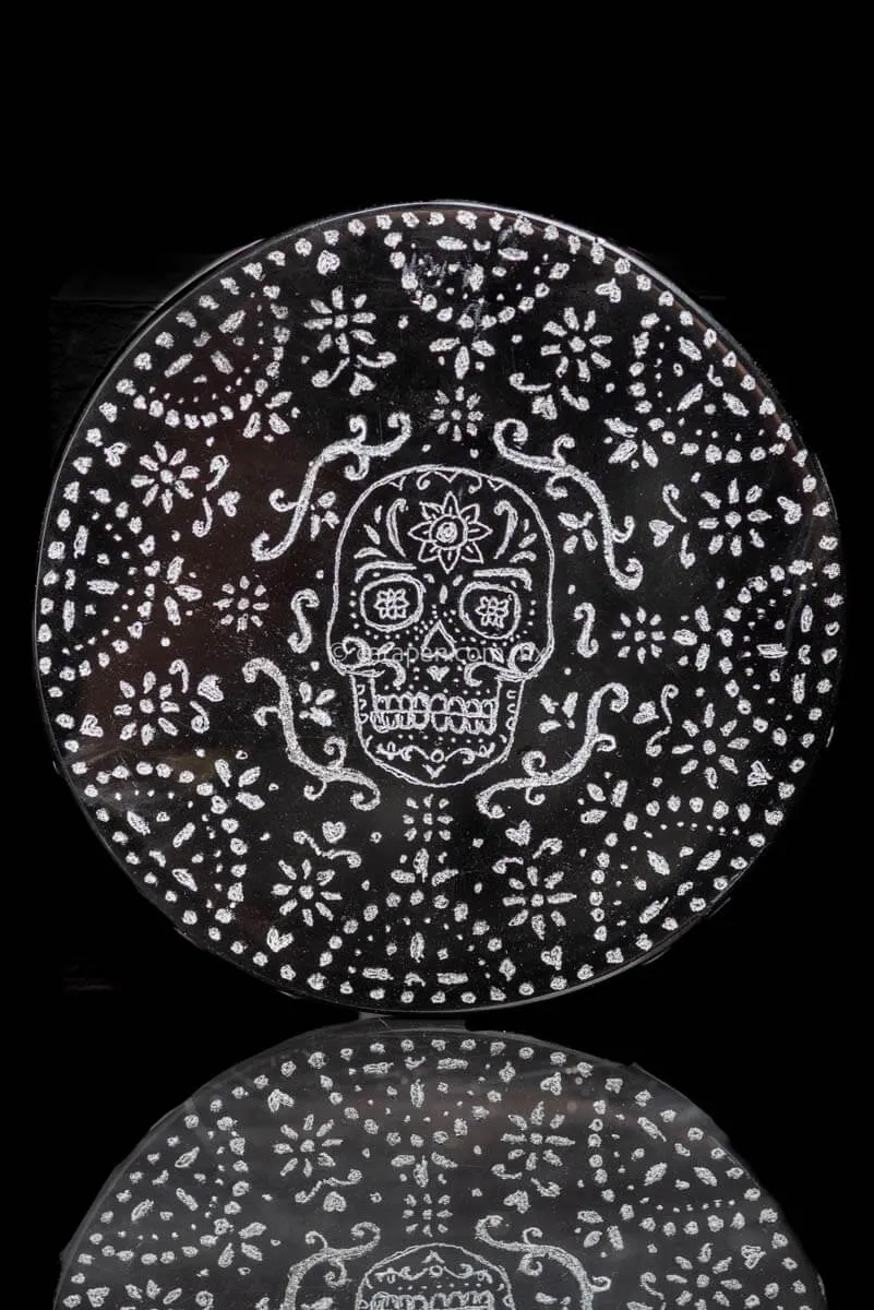 Engraved Obsidian with Day of the dead Theme