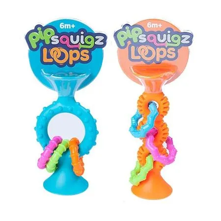 Fat Brain PipSquigz Loops - Bendy, Rattly, Chewy Suction Cup Toy