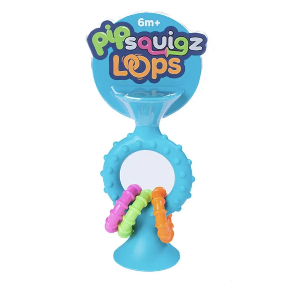 Fat Brain PipSquigz Loops - Bendy, Rattly, Chewy Suction Cup Toy