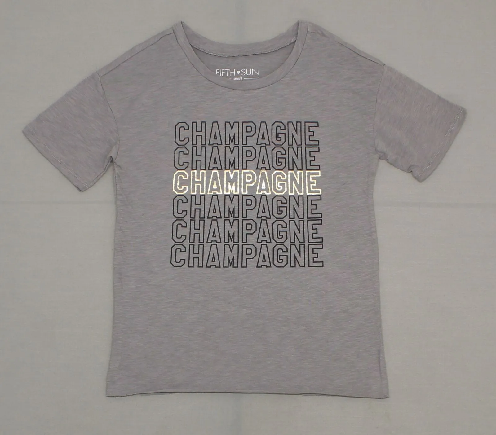 Fifth Sun Women's Short Sleeve CHAMPAGNE Graphic T-Shirt