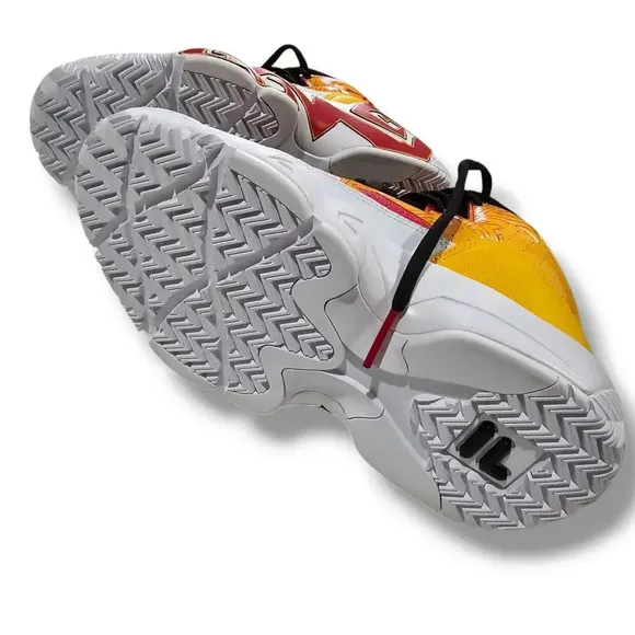 Fila youth Boy's BIG KIDS Athletic Basketball MB Shoes red white yellow - size 5