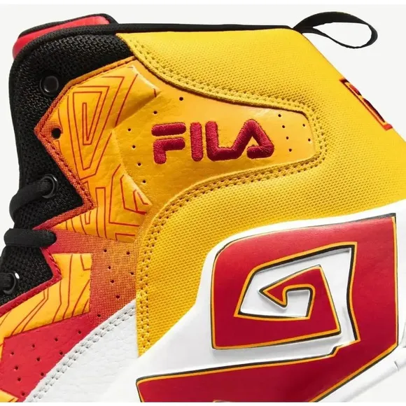 Fila youth Boy's BIG KIDS Athletic Basketball MB Shoes red white yellow - size 5