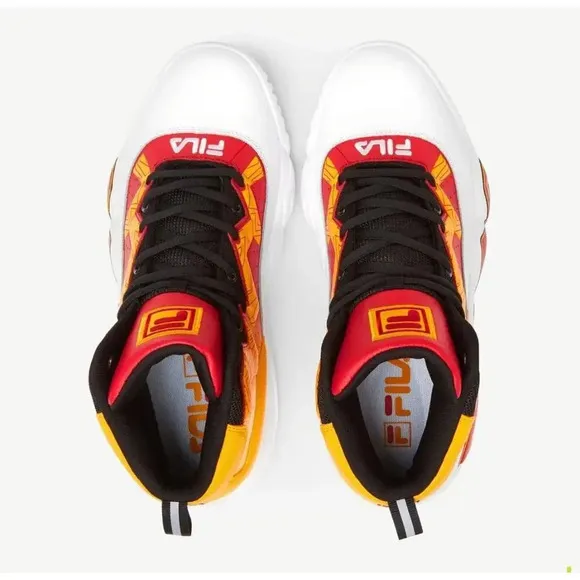 Fila youth Boy's BIG KIDS Athletic Basketball MB Shoes red white yellow - size 5