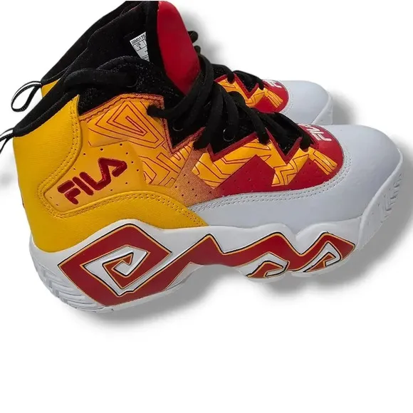 Fila youth Boy's BIG KIDS Athletic Basketball MB Shoes red white yellow - size 5
