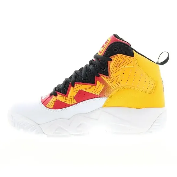 Fila youth Boy's BIG KIDS Athletic Basketball MB Shoes red white yellow - size 5