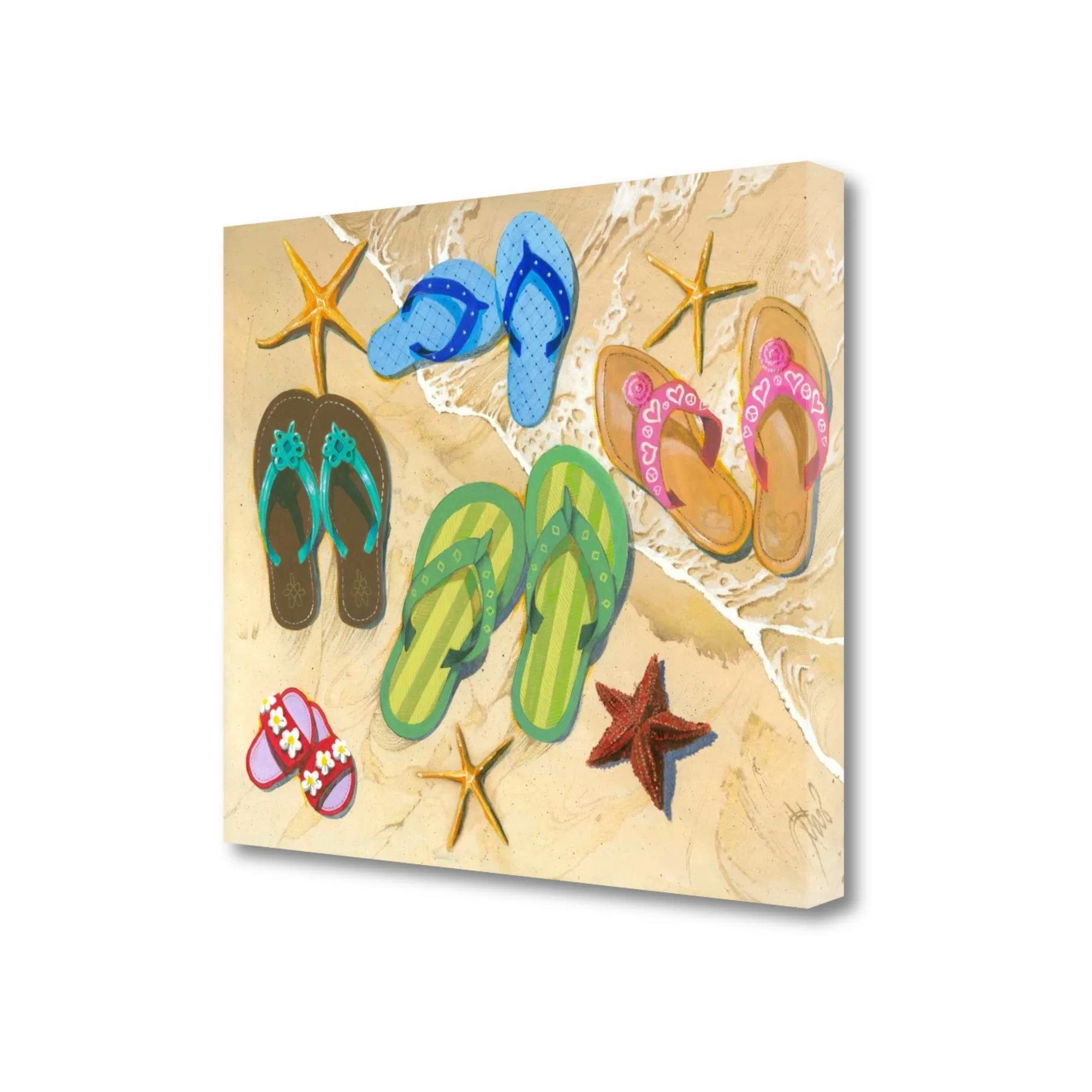 Flip Flops and Starfish 3 Giclee Wrap Canvas Wall Art