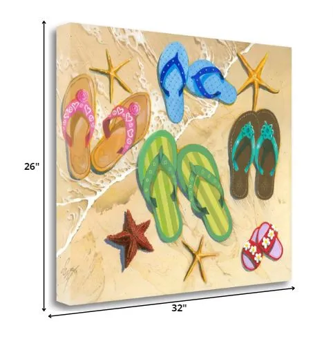 Flip Flops and Starfish 3 Giclee Wrap Canvas Wall Art