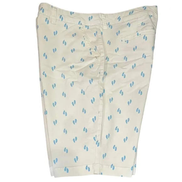 Fun Bermuda Shorts Pastel Yellow &amp; Blue Flip Flops Khakis Chinos