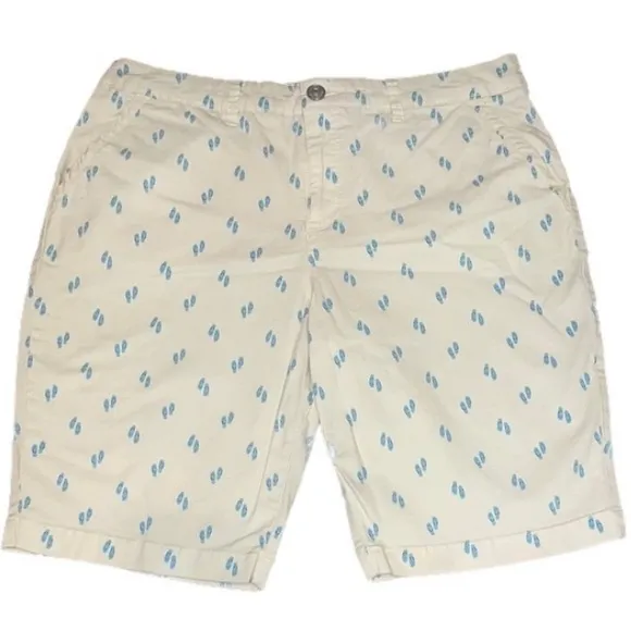 Fun Bermuda Shorts Pastel Yellow &amp; Blue Flip Flops Khakis Chinos