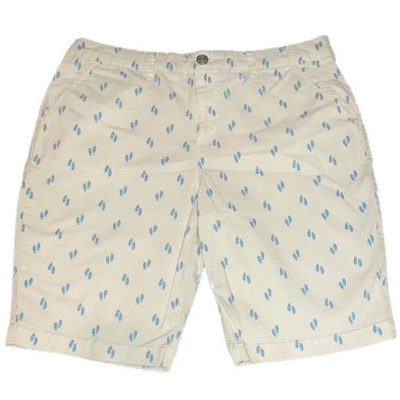 Fun Bermuda Shorts Pastel Yellow &amp; Blue Flip Flops Khakis Chinos