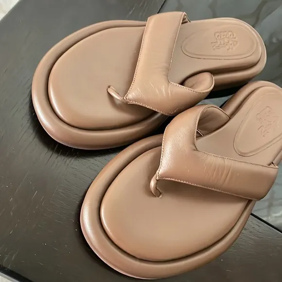 Gia Borghini Leather Thong Flip Flops