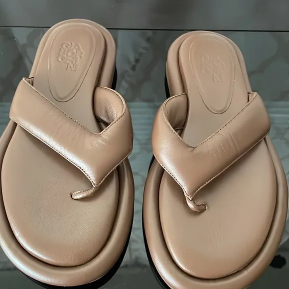 Gia Borghini Leather Thong Flip Flops