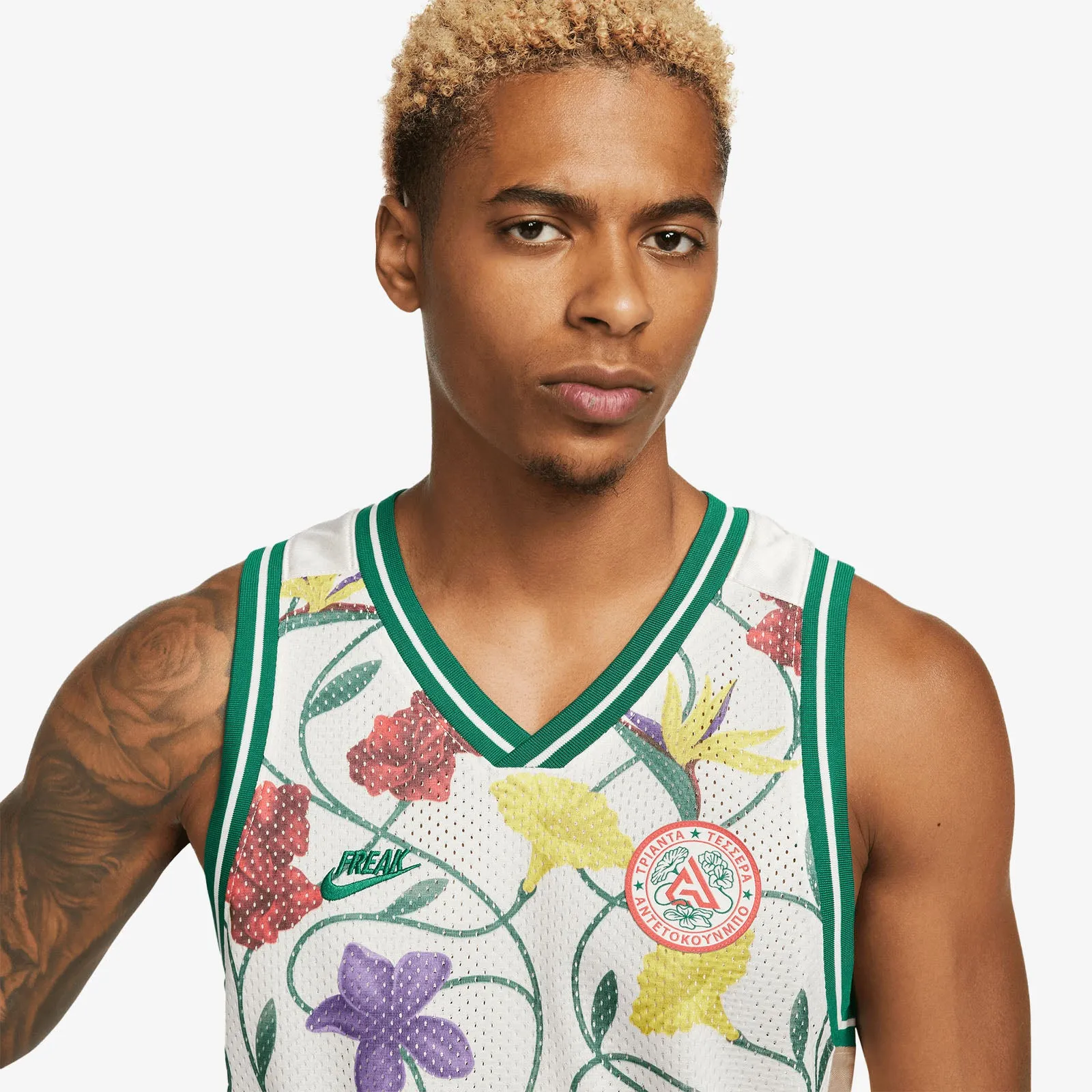Giannis Floral Printed Dri-Fit DNA Tank - Pale Ivory