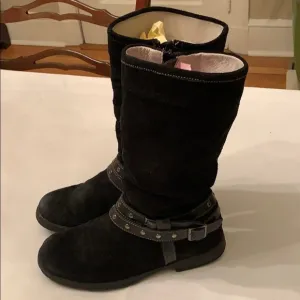Girl’s Black Suede Boots Size 4