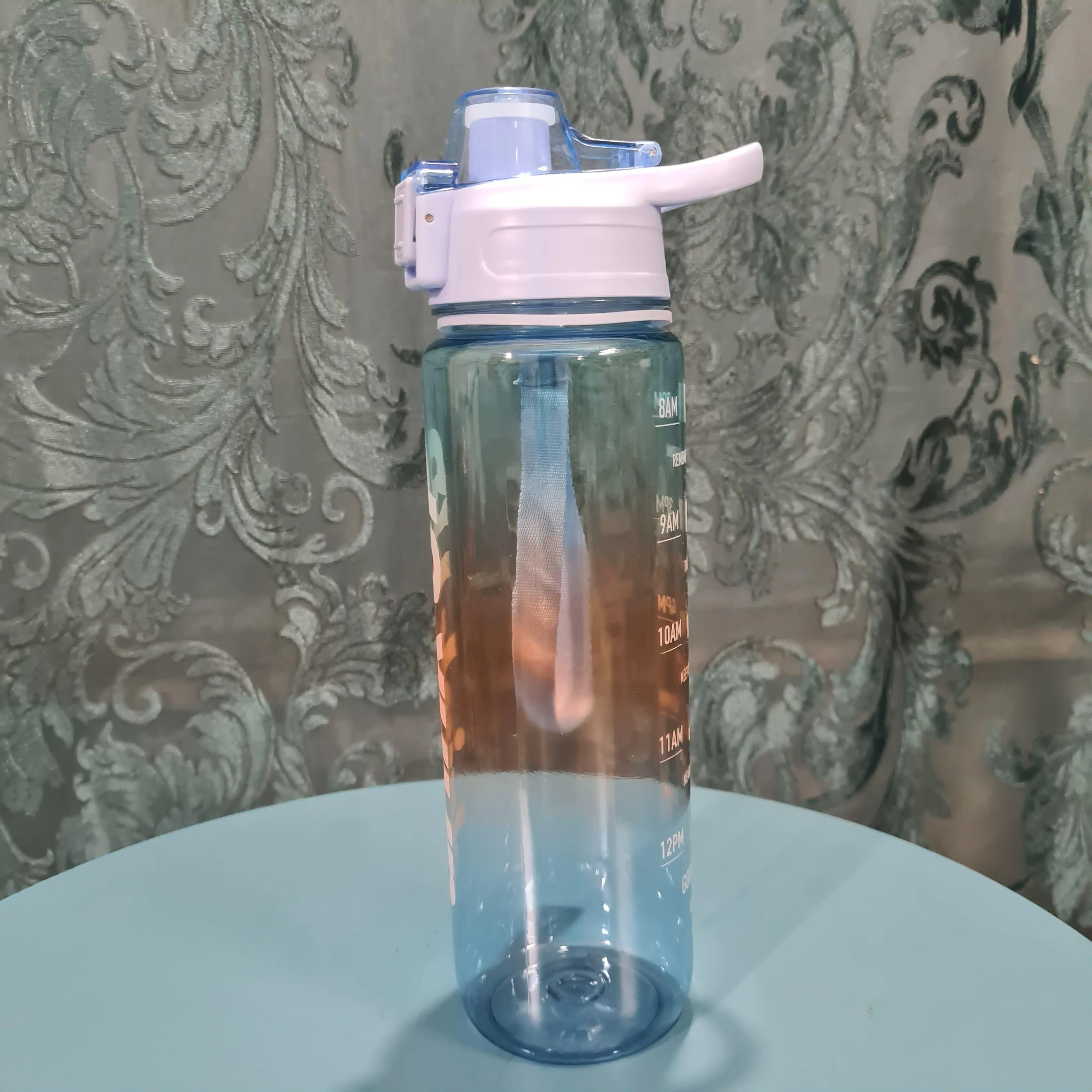 Gradient Time-Marked Tritan Water Bottle with Flip Straw Lid - 1000ml