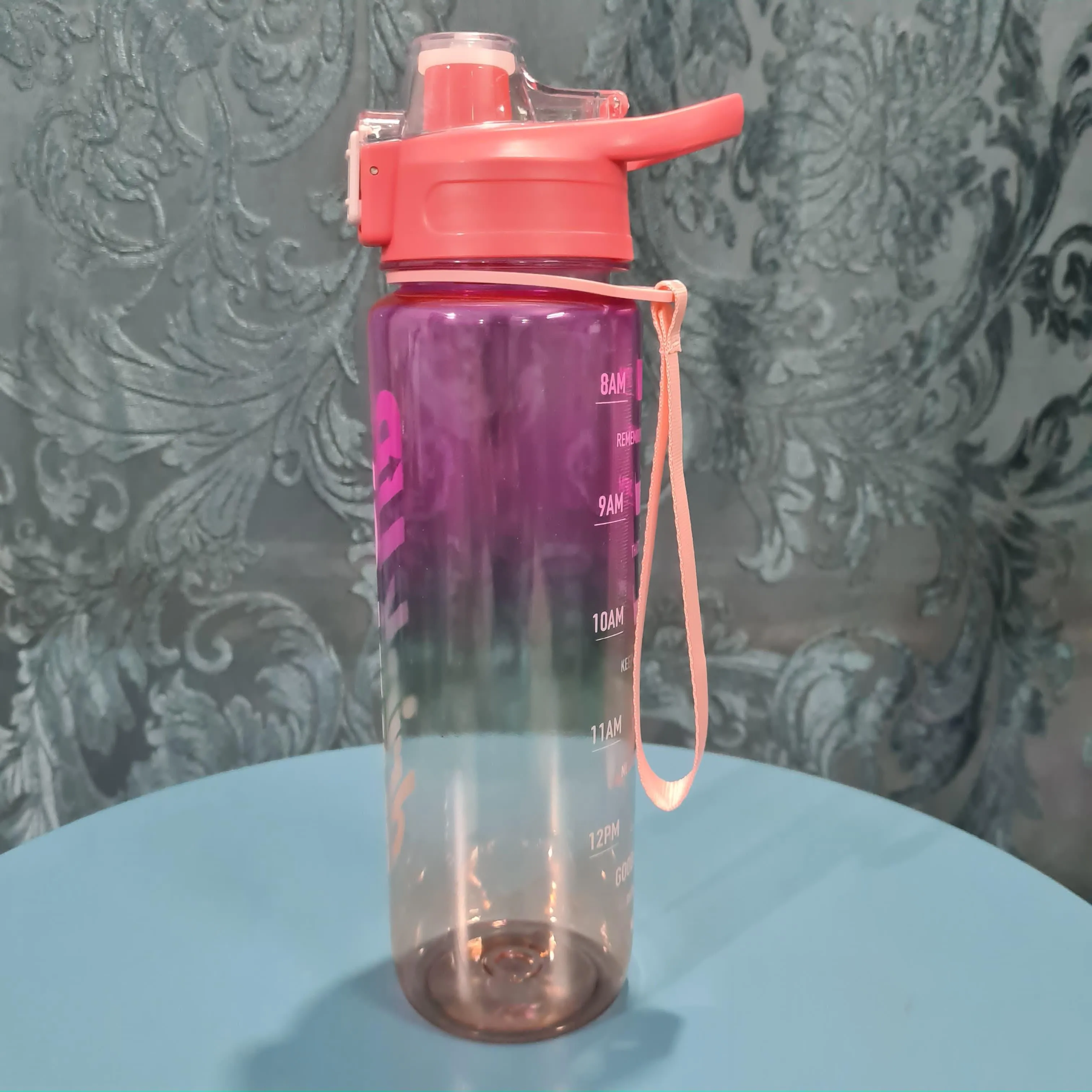 Gradient Time-Marked Tritan Water Bottle with Flip Straw Lid - 1000ml