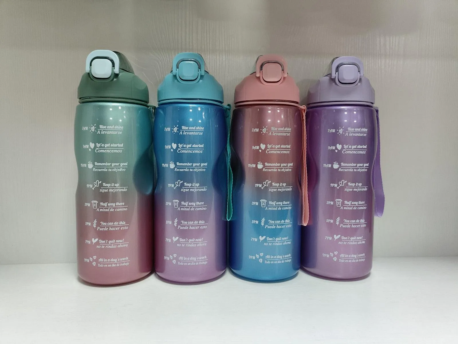 Gradient Time-Marked Tritan Water Bottle with Flip Straw Lid (1500ml)