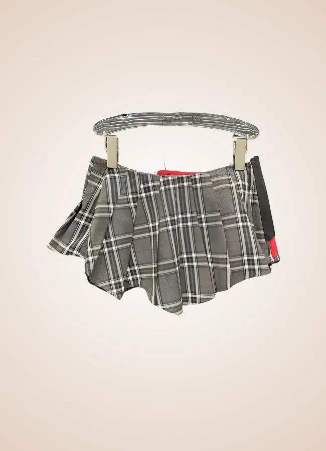 Grey Plaid Steampunk Skirt
