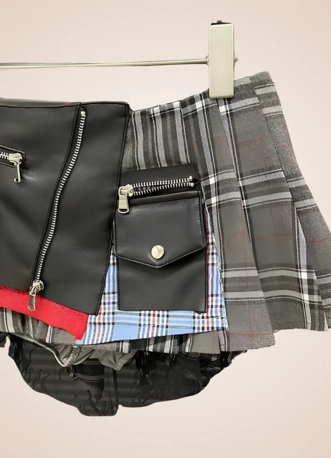 Grey Plaid Steampunk Skirt