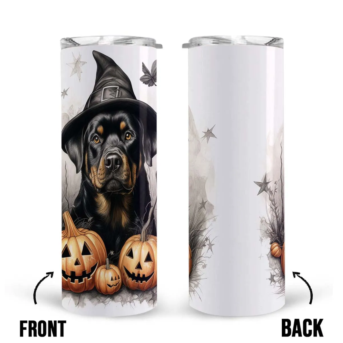 Halloween Rottweiler Sitting In Hall 20oz Skinny Tumbler, Rottweiler Tumbler, Pets Dog Lover, Dog Mom Dog Dad, Vibrant Tumbler, Trending Tumbler
