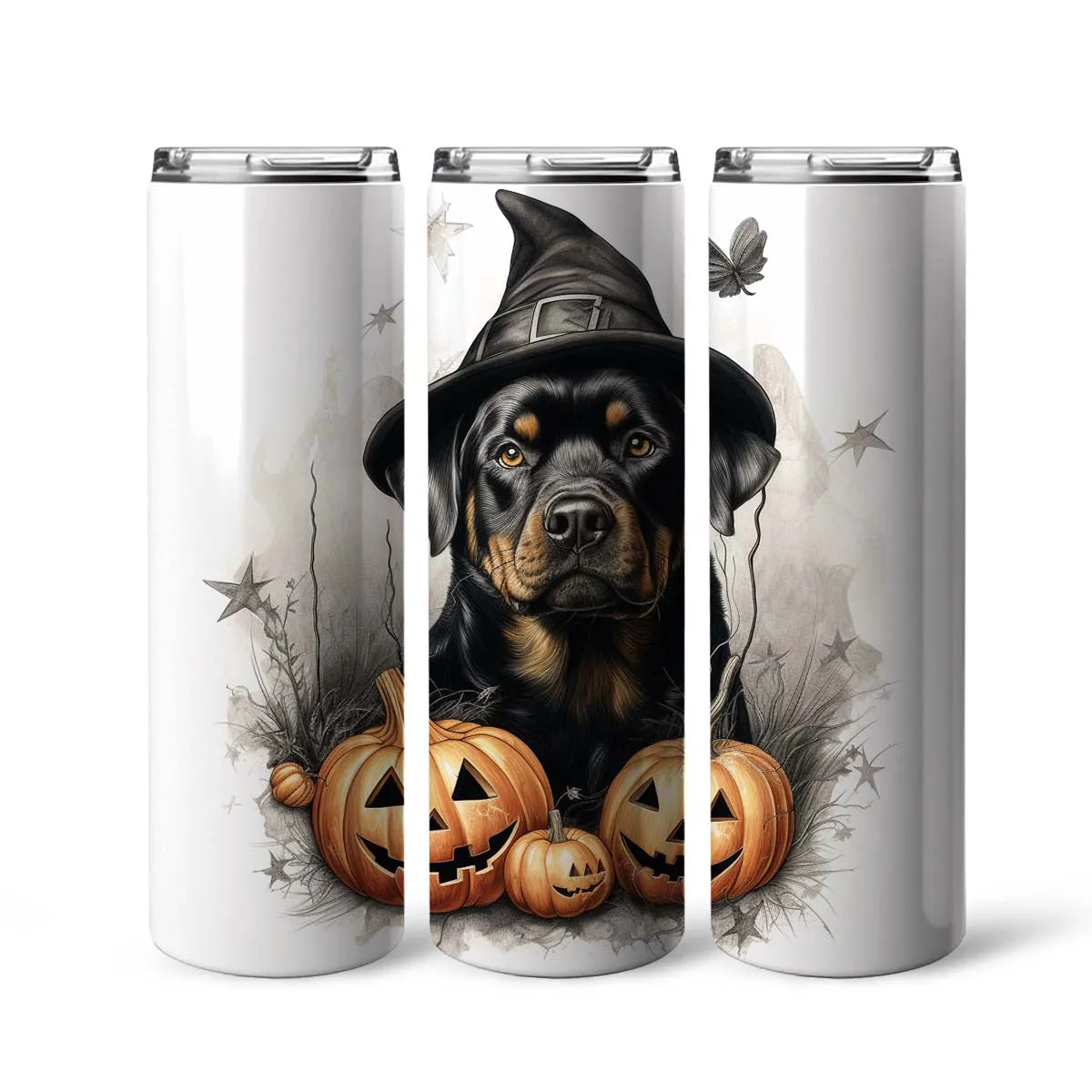 Halloween Rottweiler Sitting In Hall 20oz Skinny Tumbler, Rottweiler Tumbler, Pets Dog Lover, Dog Mom Dog Dad, Vibrant Tumbler, Trending Tumbler