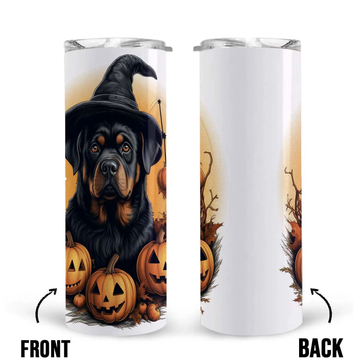 Halloween Rottweiler Sitting In Hall 20oz Skinny Tumbler, Rottweiler Tumbler, Pets Dog Lover, Dog Mom Dog Dad, Vibrant Tumbler, Trending Tumbler