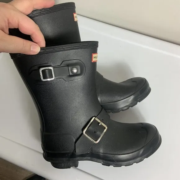 Hunter Black Biker Boots