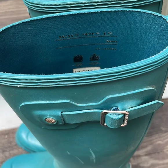 ☀️Hunter Rain Boots Turquoise Youth Size US 4M/5F UK 3 EU 35/36