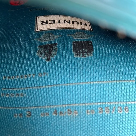 ☀️Hunter Rain Boots Turquoise Youth Size US 4M/5F UK 3 EU 35/36