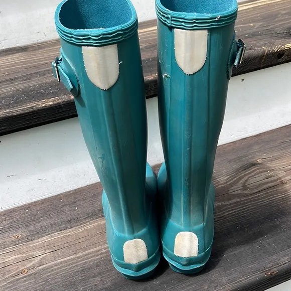 ☀️Hunter Rain Boots Turquoise Youth Size US 4M/5F UK 3 EU 35/36