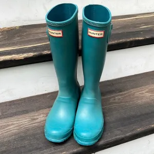 ☀️Hunter Rain Boots Turquoise Youth Size US 4M/5F UK 3 EU 35/36