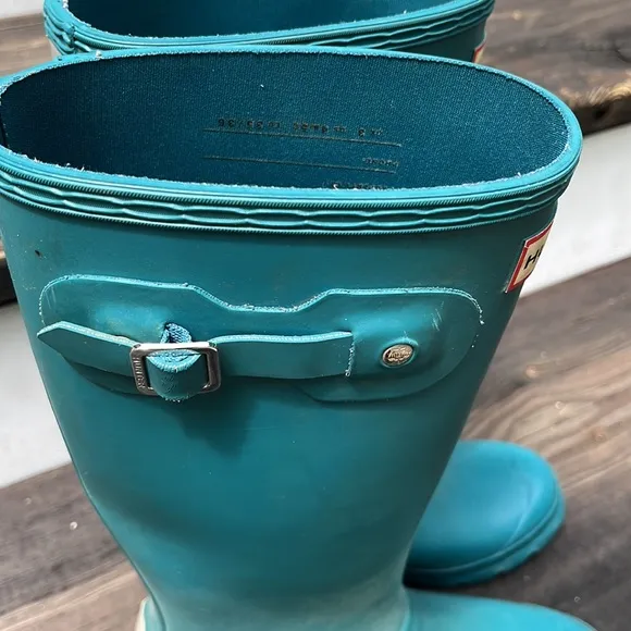 ☀️Hunter Rain Boots Turquoise Youth Size US 4M/5F UK 3 EU 35/36
