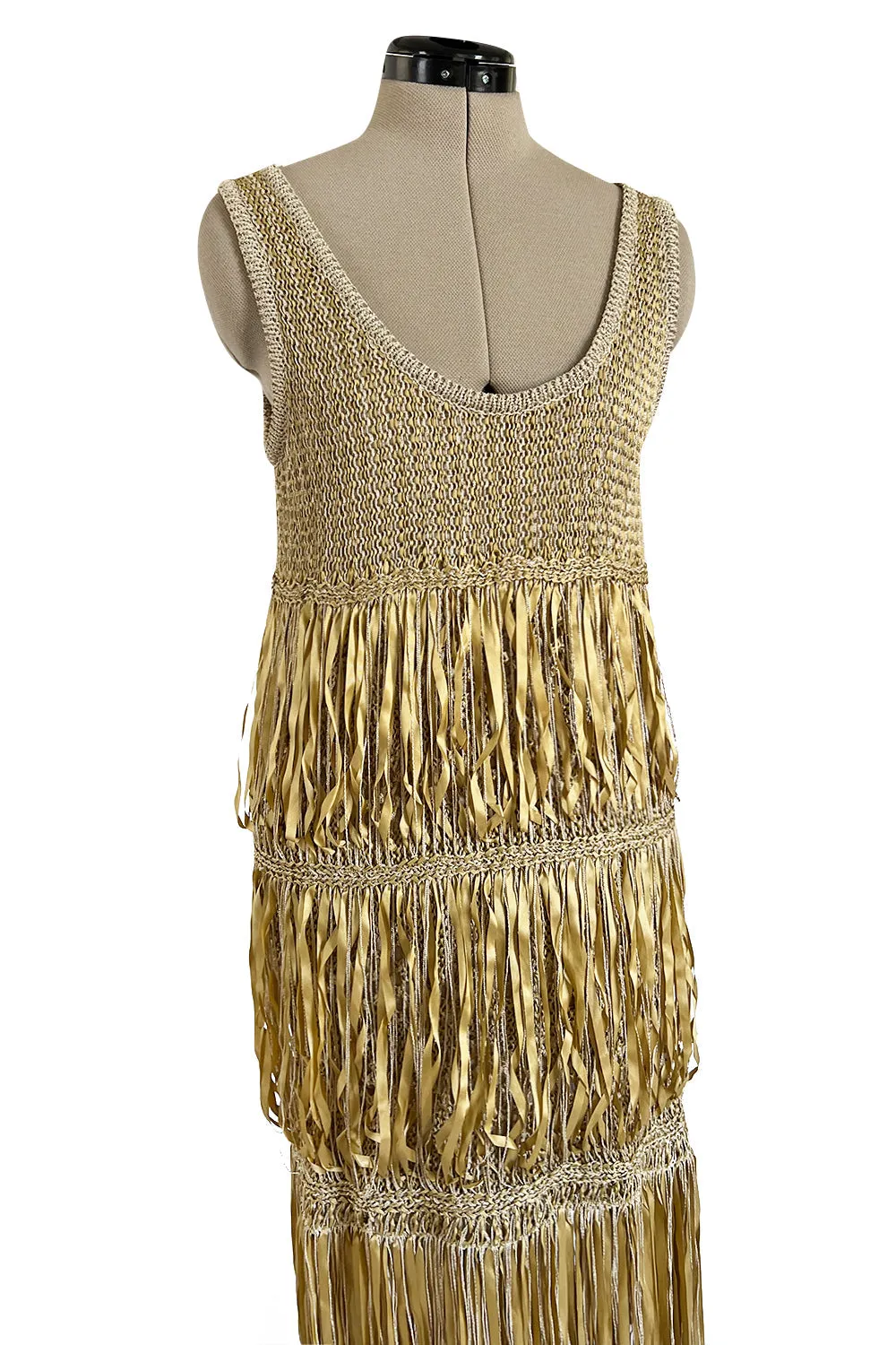 Incredible Cruise 2011 Chanel by Karl Lagerfeld Gold Ribbon & Metallic Cord Knit Dress