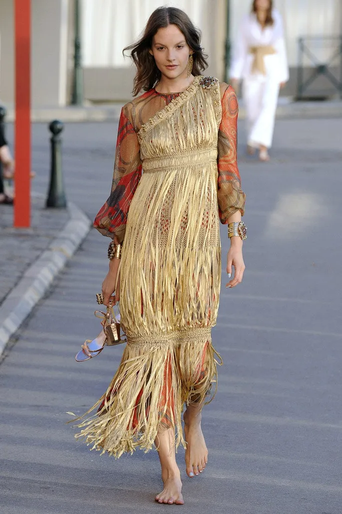 Incredible Cruise 2011 Chanel by Karl Lagerfeld Gold Ribbon & Metallic Cord Knit Dress