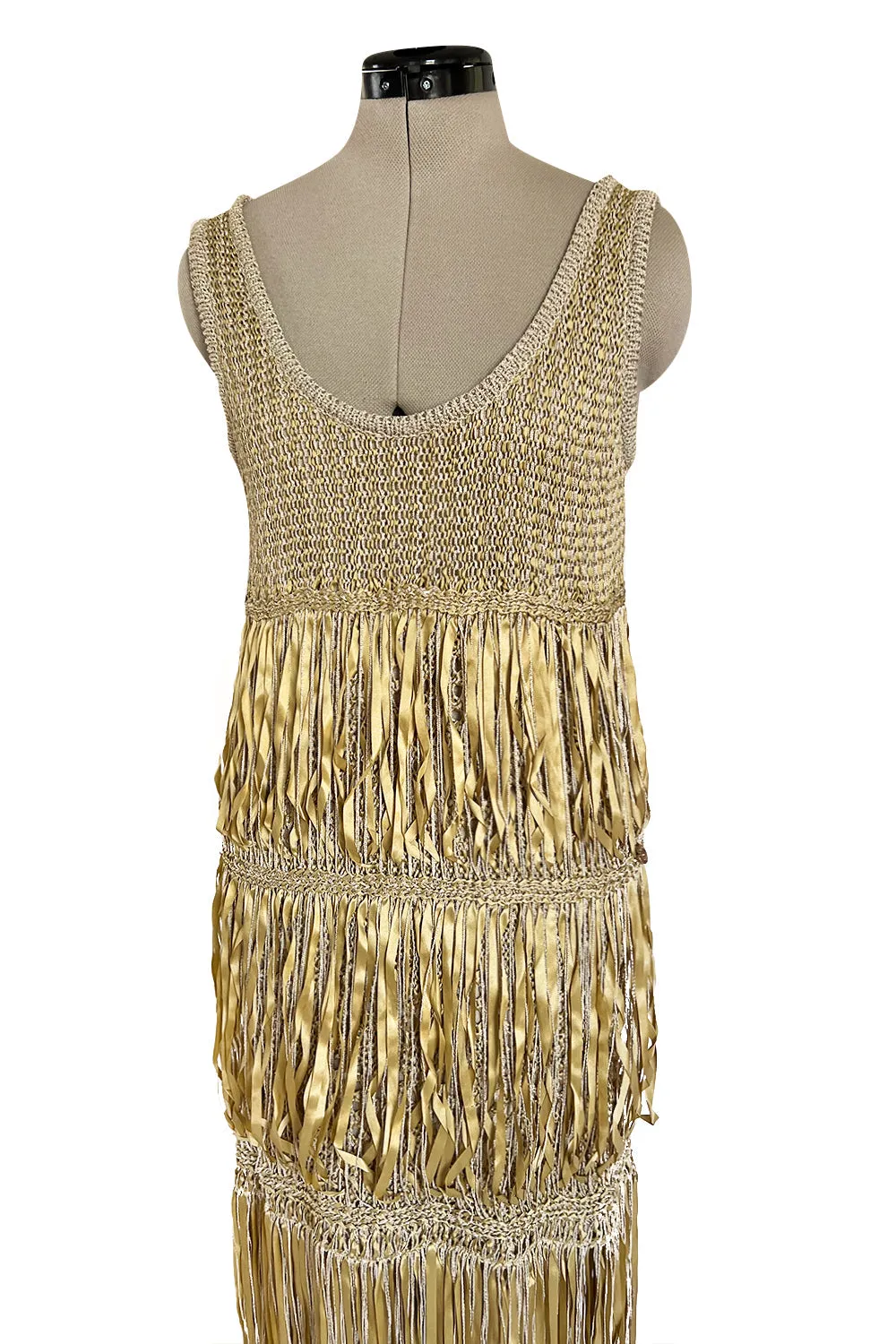 Incredible Cruise 2011 Chanel by Karl Lagerfeld Gold Ribbon & Metallic Cord Knit Dress