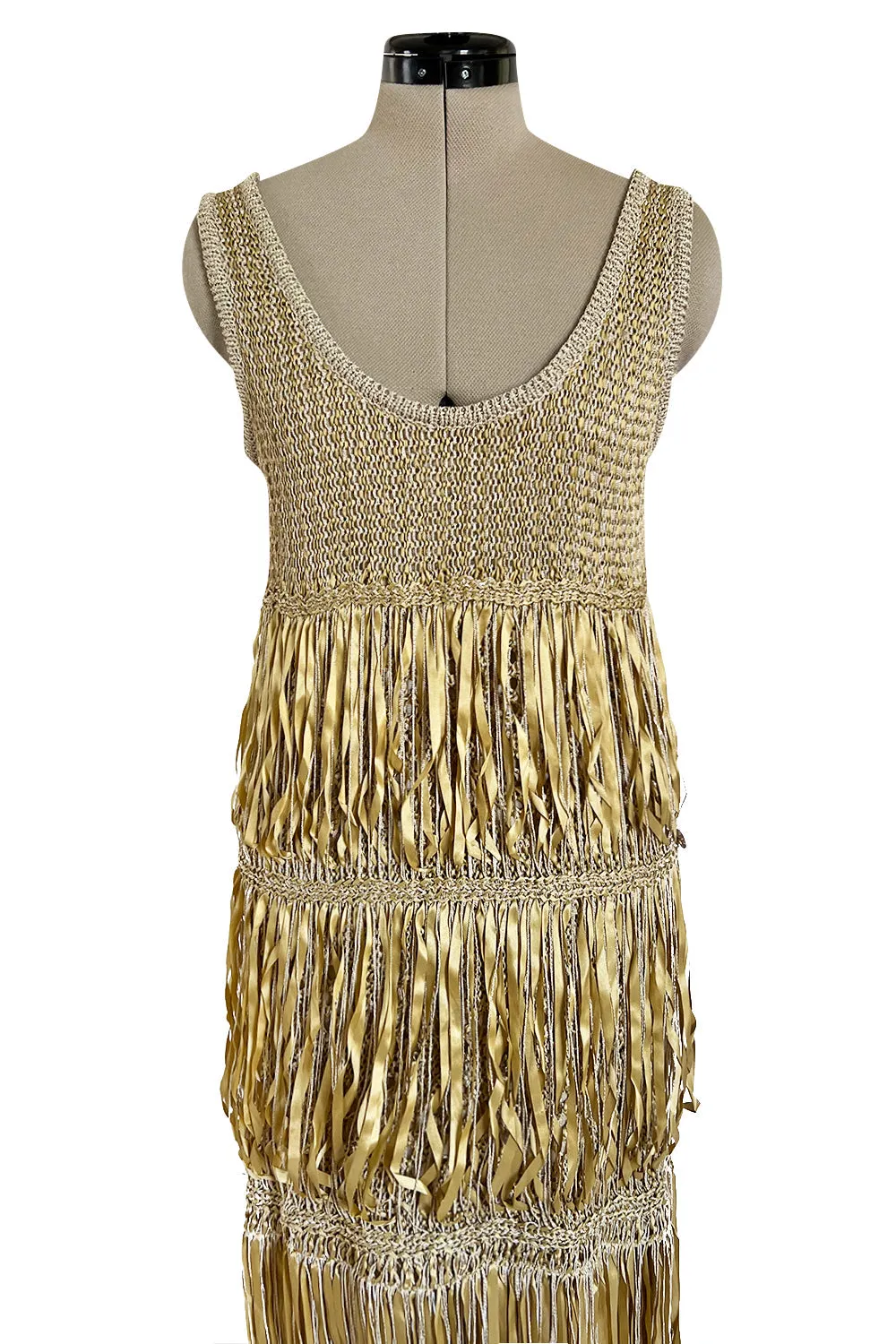 Incredible Cruise 2011 Chanel by Karl Lagerfeld Gold Ribbon & Metallic Cord Knit Dress