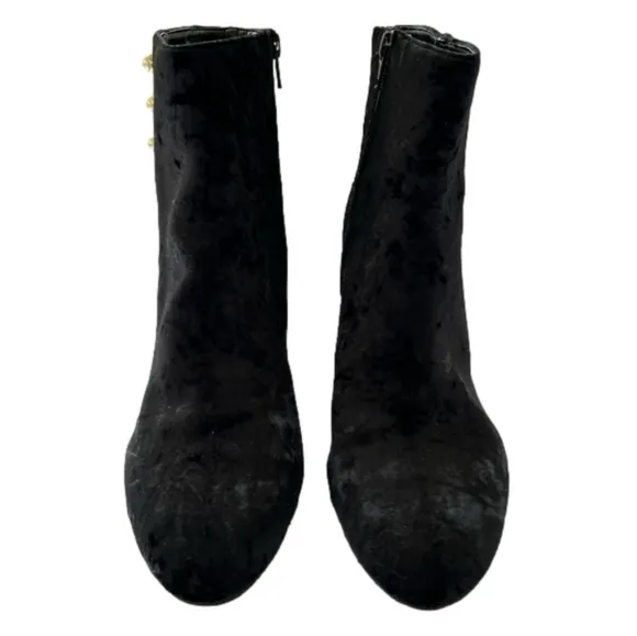 Isaac Mizrahi Live Davina Black Size 8 Faux Pearl Crushed Velvet Booties…