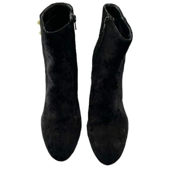 Isaac Mizrahi Live Davina Black Size 8 Faux Pearl Crushed Velvet Booties…