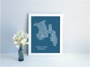 Island of Places Series - Fidalgo Island Art Print / White on Navy (Unframed)