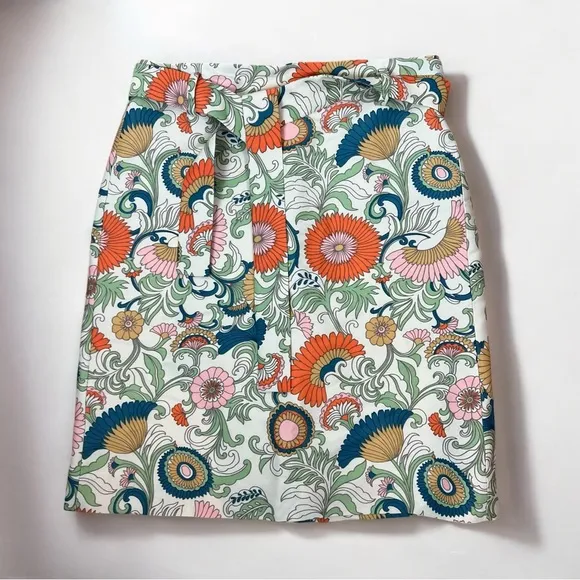 J.Crew Floral Print Pencil Skirt with Tie