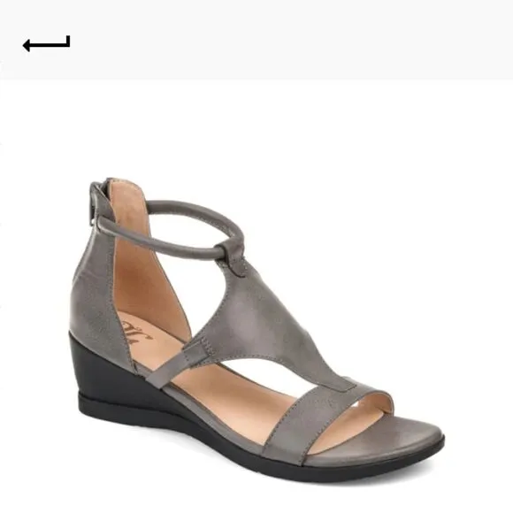 💯🔥JOURNEE COLLECTION TRAYLE WEDGE SANDALS- WOMEN'S SIZE 7.5- GREY🔥🔥NEW IN