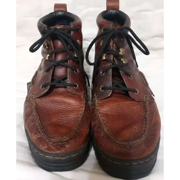 Justin Mens Moc Toe Chukka Boots 991 Leather Brown Rustic Lace Up Size 8 M