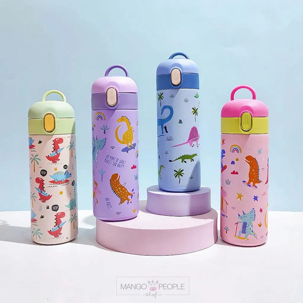 Kids' Dino-Themed Stainless Steel Vacuum Insulated Bottles - 420ml