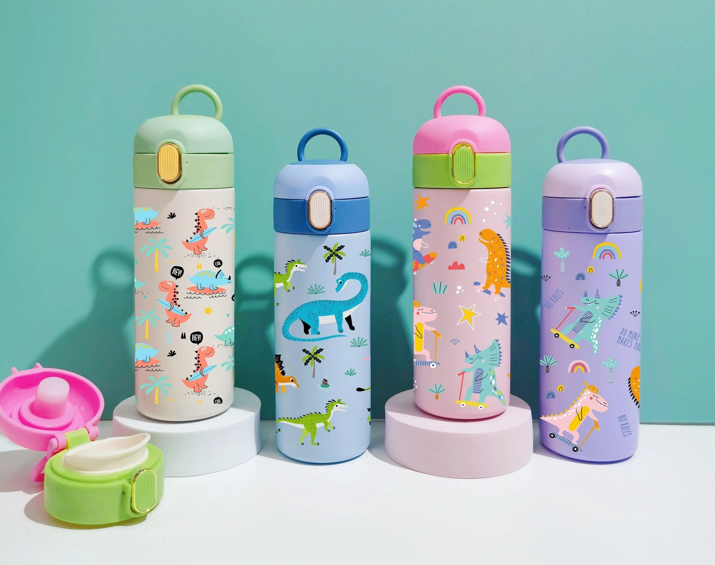 Kids' Dino-Themed Stainless Steel Vacuum Insulated Bottles - 420ml