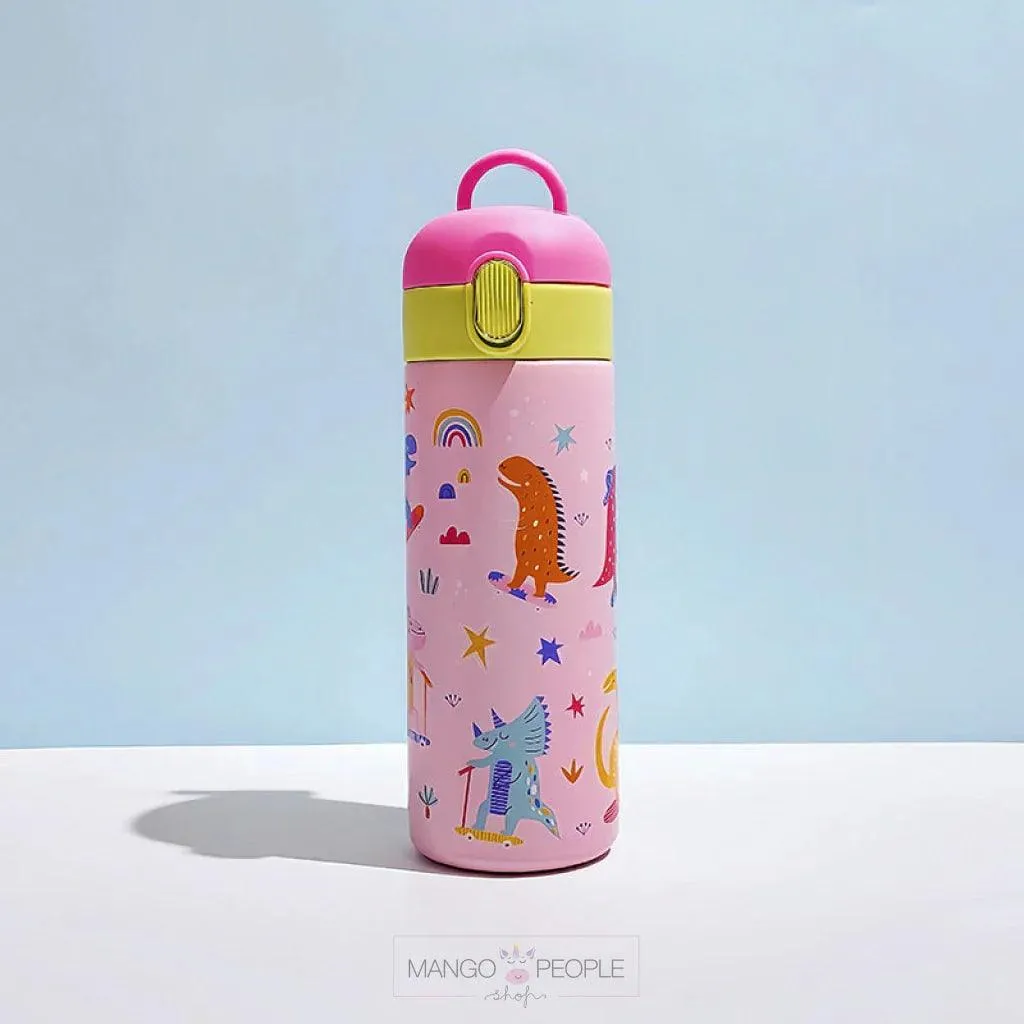 Kids' Dino-Themed Stainless Steel Vacuum Insulated Bottles - 420ml
