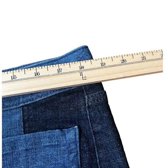 Lane Bryant Color Block Two Toned Denim Skirt w/Front Pockets &amp; Back Slit Sz 16